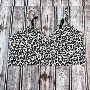 PINK Victoria's Secret Black and White Leopard Lace Bralette
